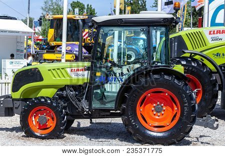 Novi Sad, Serbia: May 9. 2015 - Novi Sad Agro Fair With People And Fair Show. Modern Tractors And Ha