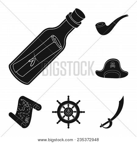 Pirate, Sea Robber Black Icons In Set Collection For Design. Treasures, Attributes Vector Symbol Sto