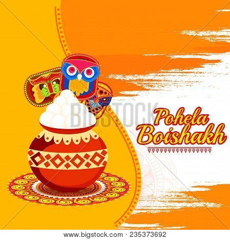 Poster Or Banner Of Bengali New Year Pohela Boishakh Greeting Card Background.