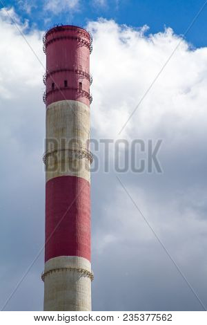 Pipe Chp Against The Sky In Ukraine.