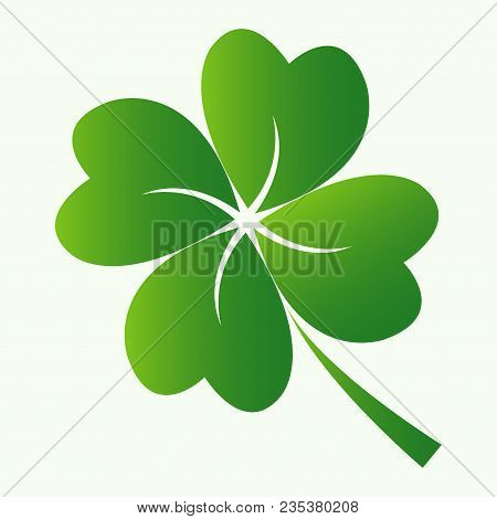 Green Lucky Four Leaf Clover Icon Vector Illustration