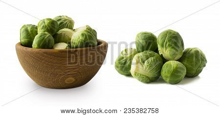 Brussels Sprouts Cabbage Isolated On A White. Brussels Sprouts Cabbage On A White Background. Cabbag