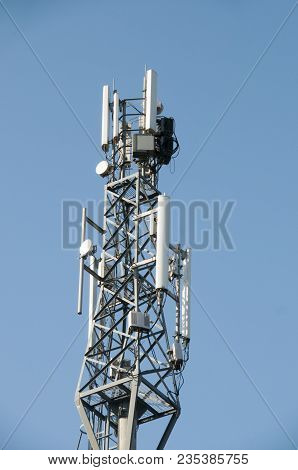 Telecommunications Equipment - Directional Mobile Phone Antenna Dishes. Wireless Communication.