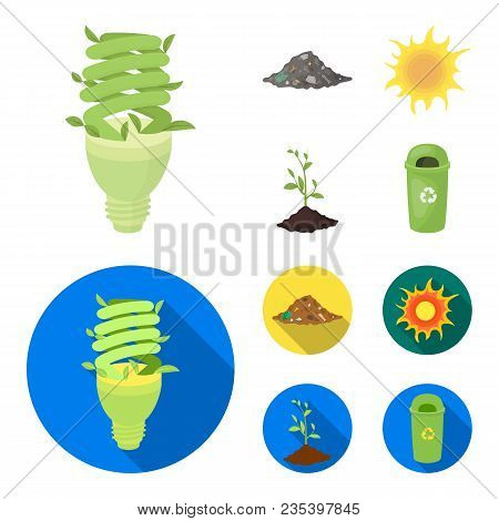 An Ecological Lamp, The Sun, A Garbage Dump, A Sprout From The Earth.bio And Ecology Set Collection 