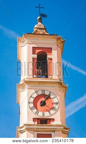 Pink Bell Tower In Nice