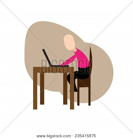 Man Sitting At Laptop, Man Sitting At Computer, Business, Business Man, Computer, Laptop, Office.