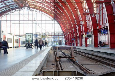 Editorial Picture Of Tourists And Commuters Travelling By Train Seen In The Inside Of The Antwerp Ce