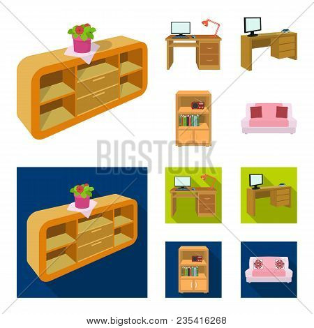 A Shelf With A Flower, A Desk With A Computer And A Lamp, A Table With A Monitor And A Book, A Cabin