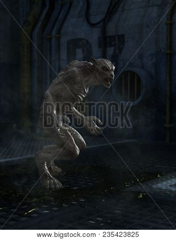Wolf Zombie,3d Art Fiction For Book Cover Or Book Illustration