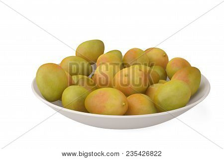 A Bunch Of Mango On White Background.3d Illustration.