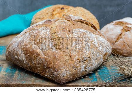 Farmers Homemade Organic Wheat, Barley And Rye Bread In Assortment