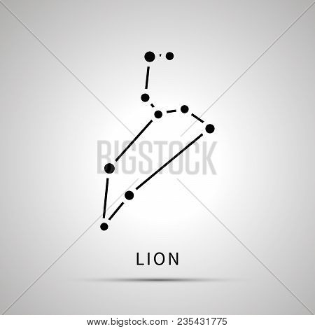 Lion Constellation Simple Black Icon With Shadow On Gray