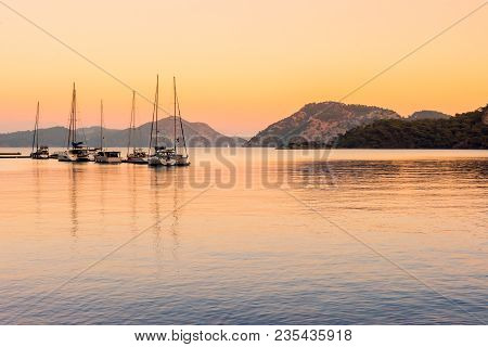 A Boat In The Aegean Sea. Bodrum, Mugla, Turkey