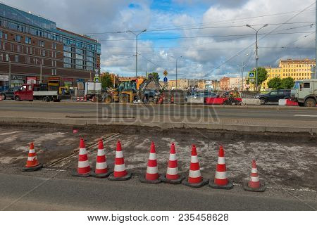 Russia, Saint Petersburg - August 18, 2017:  Road Repair On Ligovsky Prospect