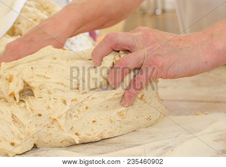 Preparing And Weighing Dough In A Large Bakery.
