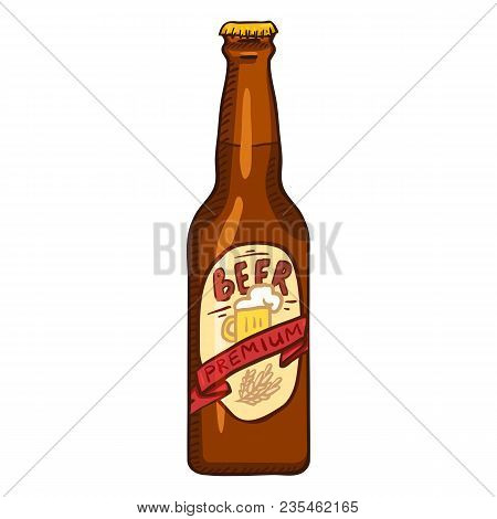 Vector Single Glass Bottle Of Premium Beer