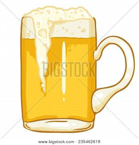 Vector Single Cartoon Glass Of Light Beer With Foam