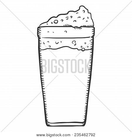 Vector Sketch Glass Of Beer With Foam