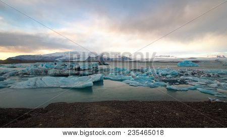 Jökulsárlón Glacier Lagoon In Iceland In Winter