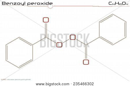 Large And Detailed Infographic Of The Molecule Of Benzoyl Peroxide.