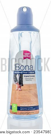 Winneconne, Wi -  4 April 2018: A Bottle Of Bona Hardwood Floor Cleaner On An Isolated Background.