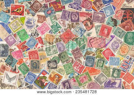 Old Postage Stamps From Different Countries, About 1870s - 1960s, Background