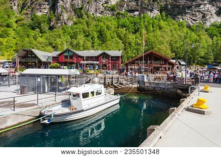 Oslo, Norway - July 29, 2017: Geiranger Is A Small Tourist Village In Sunnmore Region Of Norway. Gei