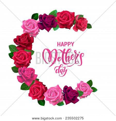 Roser Beautiful Flowers Frame. Template For Design Holiday Cards.