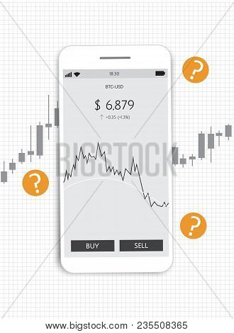 Flat Modern Design Concept Of Cryptocurrency Technology, Bitcoin Exchange, Mobile Banking. Smartphon