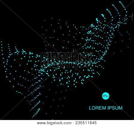 Abstract Dark Background With Blue Energy. Point Waves - Vector.