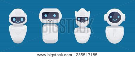 Cute Chat Bot Characters Set. Isolated Vector Illustration