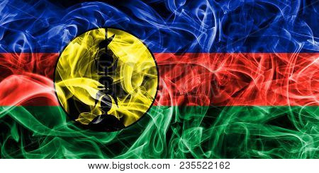 Flnks Smoke Flag, New Caledonia On A Black Background
