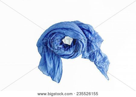 Colored Patterned Scarf, Neckerchief Isolated On White Background