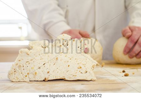 Preparing And Weighing Dough In A Large Bakery.