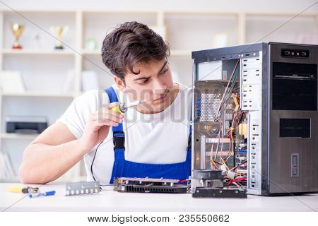 Computer hardware repair and fixing concept by experienced techn