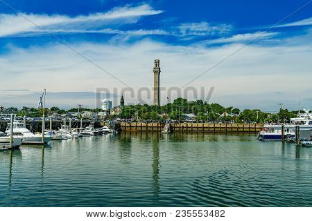 Provincetown Marina And Pilgrim Monument, Provincetown Ma Us.