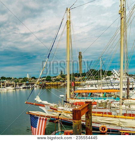 Provincetown Marina And Pilgrim Monument, Provincetown Ma Us.