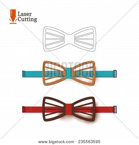 Laser Cut Bow-tie Template. Vector Silhouette For Cutting A Bow Tie On A Lathe Made Of Wood, Metal, 