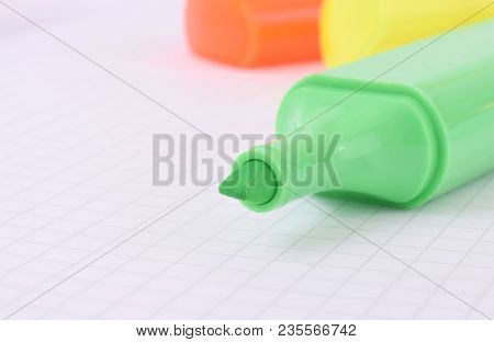 Green Marker Or Felt Tip Pen Closed Up On The Paper