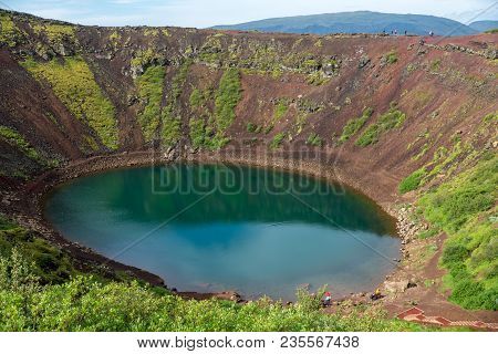 Kerid Volcanic Crater Lake Also Called Kerid Or Kerith In Southern Iceland Is Part Of The Golden Cir
