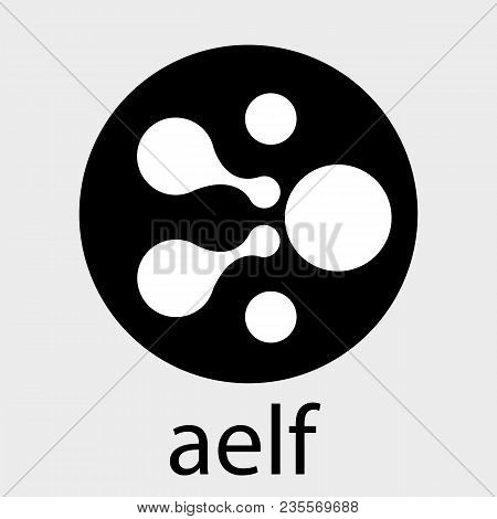 Aelf (elf) Black And White Vector Logo. Decentralized Cloud Computing Blockchain Network And Crypto 