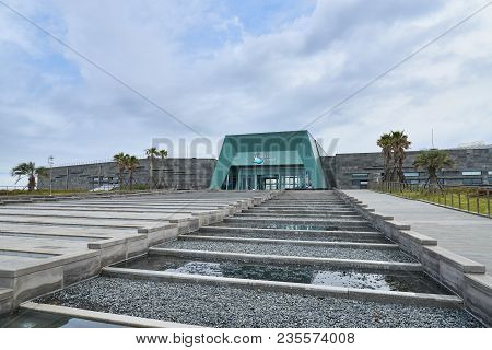 Jeju, Korea - May 23, 2017: Entrance Of Hanhwa Aqua Planet Jeju In Seopjikoji. It Is The Largest Aqu