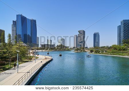 Incheon, Korea - April 27, 2017: Songdo International Business District (songdo Ibd) With Songdo Cen