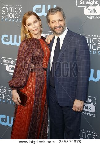 Leslie Mann and Judd Apatow at the 23rd Annual Critics' Choice Awards held at the Barker Hangar in Santa Monica, USA on January 11, 2018.