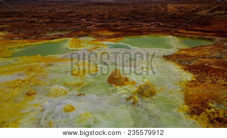 Panorama Inside Dallol Volcanic Crater In Danakil Depression, Afar, Ethiopia