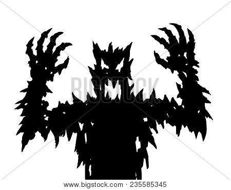 Angry Black Silhouette. Horror Genre. Vector Illustration