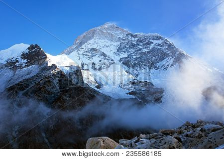 Mount Makalu With Clouds, Nepal Himalayas Mountains, Barun Valley