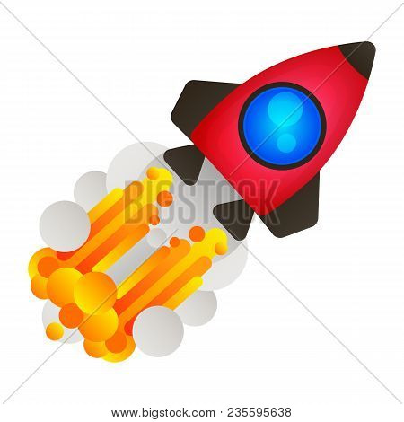 Flat Line Concept Of Startup Roket Illustration