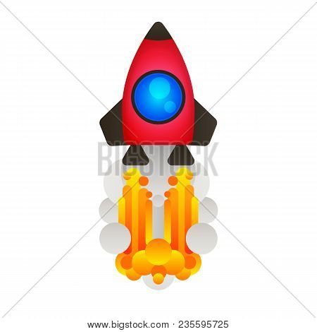 Flat Line Concept Of Startup Roket Illustration