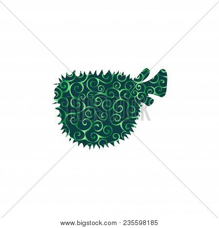 Seaurchin Fish Spiral Pattern Color Silhouette Aquatic Animal. Vector Illustrator.